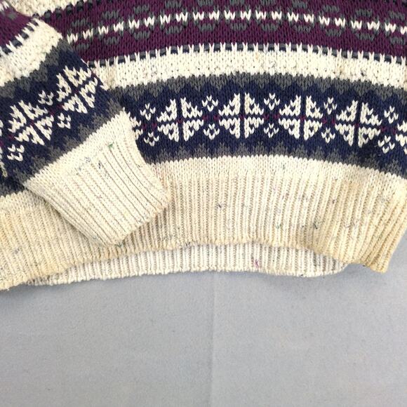 Vintage 80s 90s Nowell's Pullover Knit Fair Isle Sweater Men's M Made USA Cotton - Picture 9 of 10